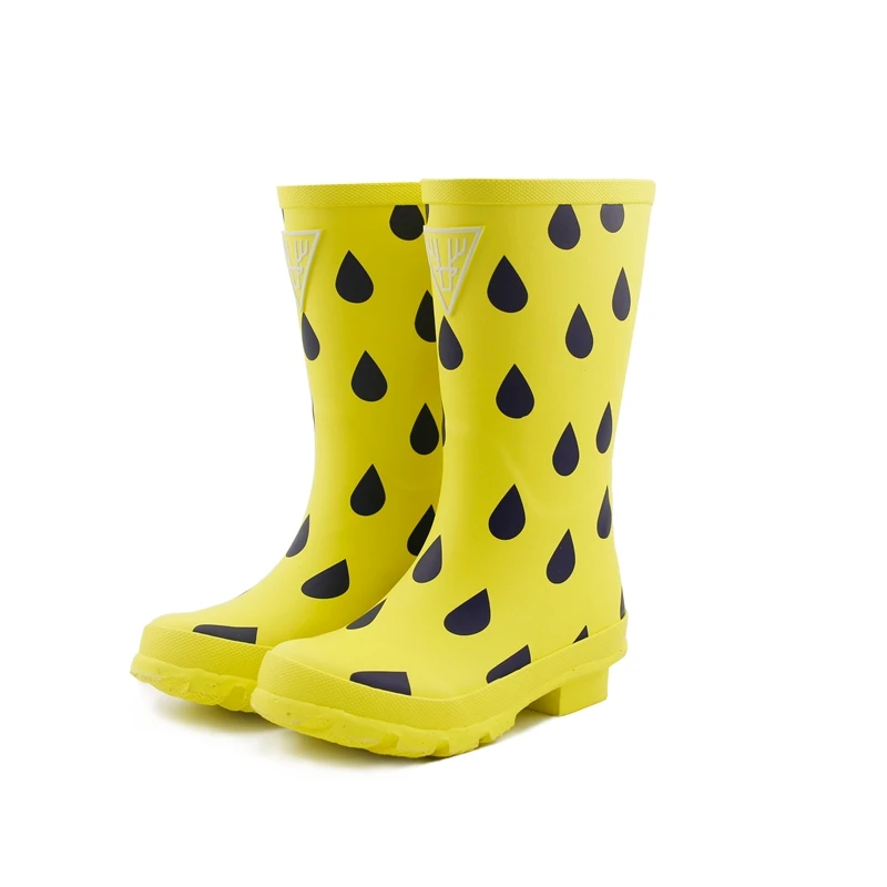 

Hot Sale Classical yellow raindrop Rubber Shoes Waterproof Rubber Rain Boots for kids