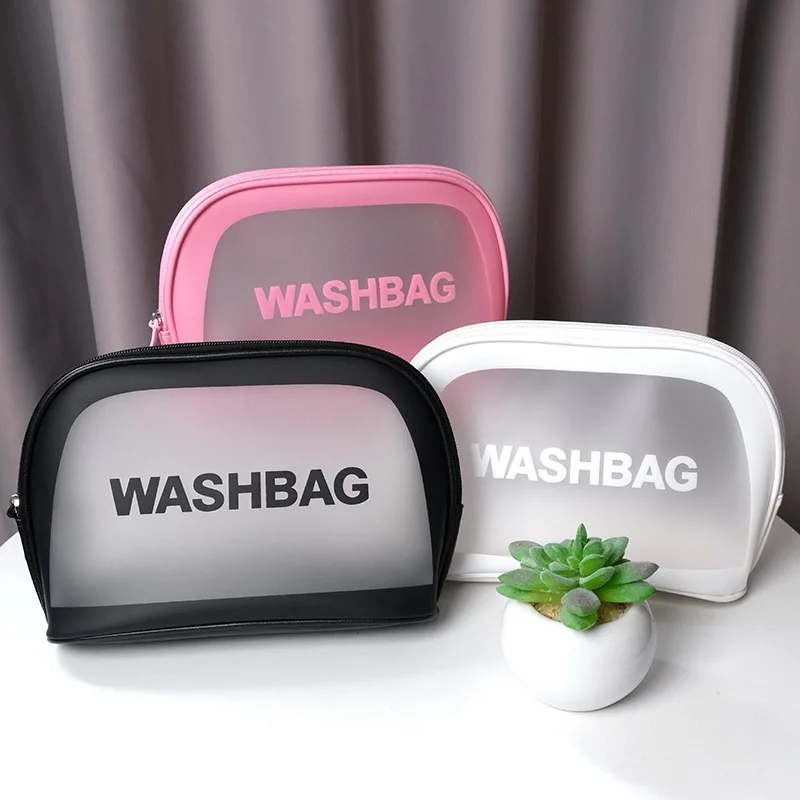

Fashion Portable Large Custom Logo Bulk Black Waterproof Travel Makeup Clear Pvc Cosmetic Bag, Transparent tpu + matte tpu + leather
