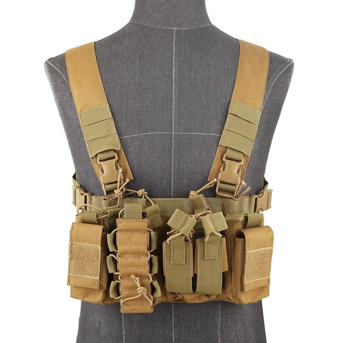 

Mens Adjustable Molle Outdoor Camouflage Combat New Style Magazine Pouches Survival Tactical Chest Rig Vest