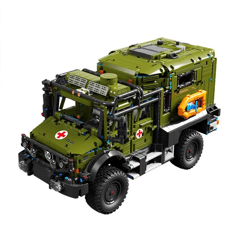 

T4023 Unimok off-road ambulance Toy bricks High difficulty small particle modular remote control vehicle