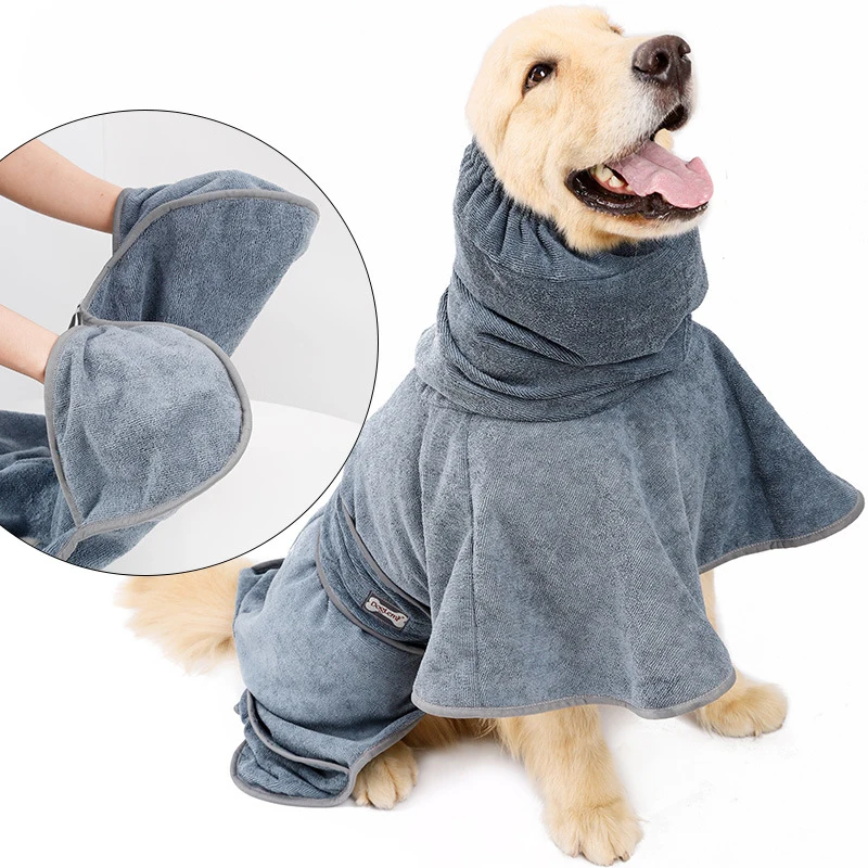 

Wholesale OEM ODM Pet Dry Towel Dog Bathrobe Microfiber Ultra Absorbent Dog Bathrobe, Gray