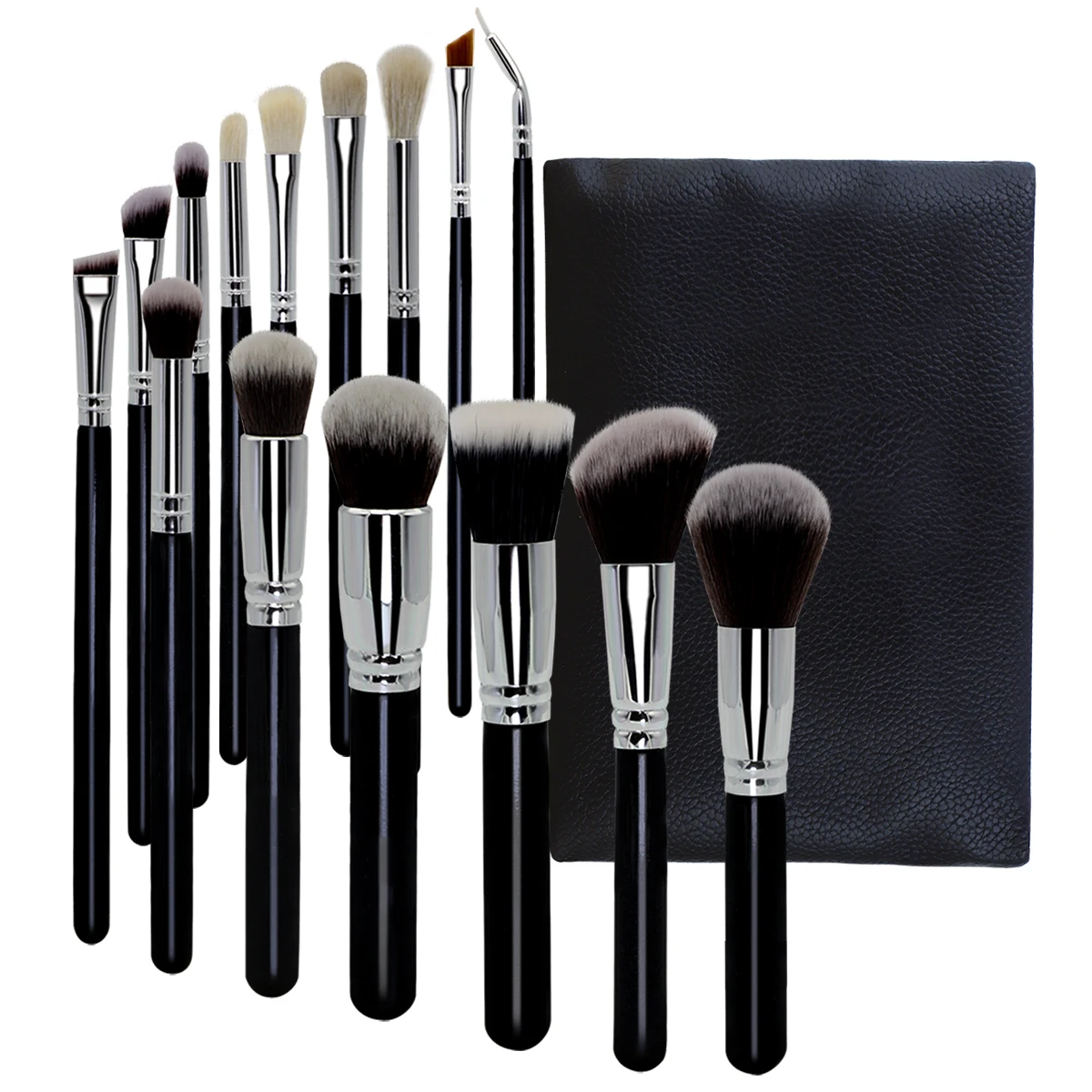 

FEIYAN Dropshipping Black Silver 15 piece Brush Set Wholesale Vegan Cruelty Free Private Label Custom Makeup Brush Manufacturers