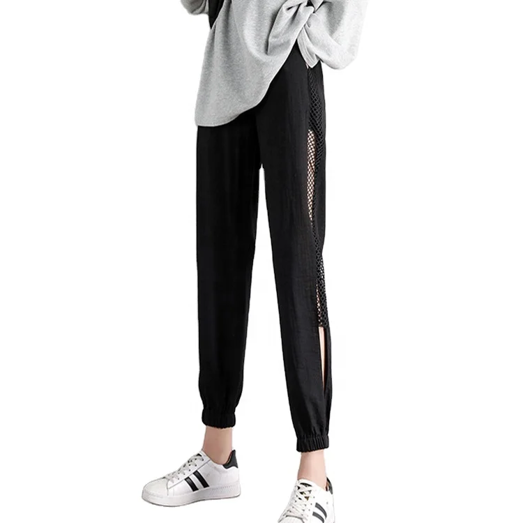 

Mesh Sports Jogger Fitness Sides Hollow Out Breathable Casual Jogger Women Harem Pants High Waist Women Lady Girls Skinny