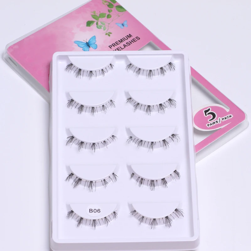 

Wholesale 5Pairs Transparent Band Bottom False Eyelashes Pack False Eyelashes Lower Silk Lashes