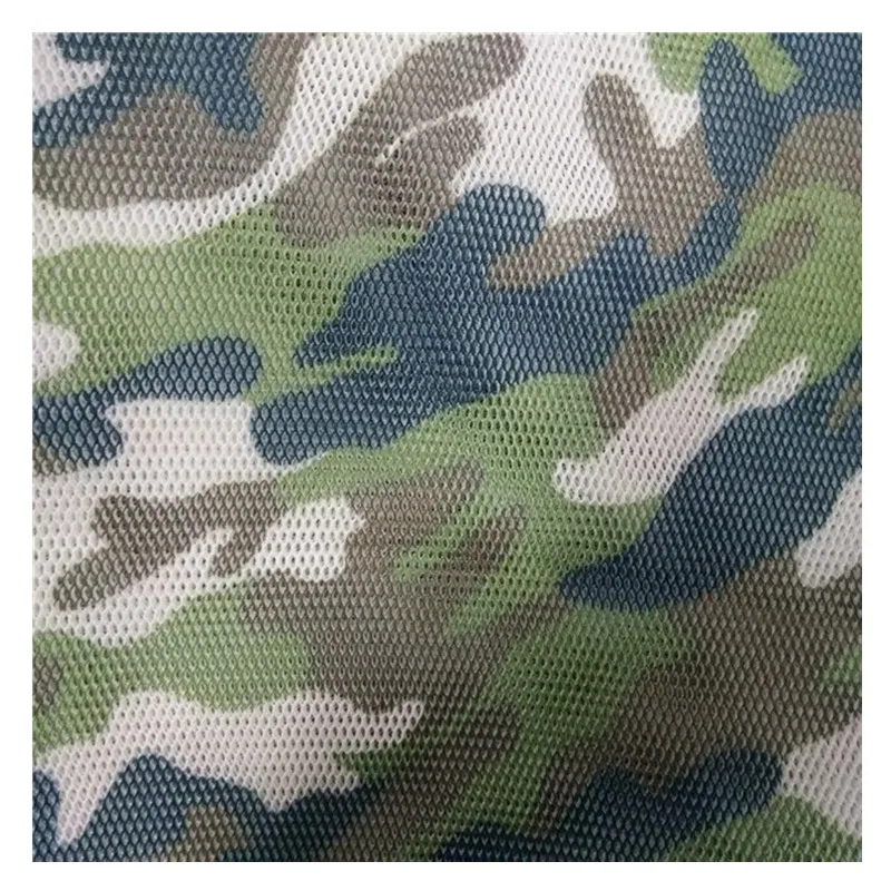 

Factory Direct 100%Polyester Mesh Spring Summer Lining Cloth Camouflage Printed Warp Knitted Sandwich Mesh Fabric