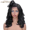 Aisi Hair Heat Resistant Synthetic Fiber Big Wave Long Wavy Wigs Natural Black Afro Curly Lace Front Wig for Black Women