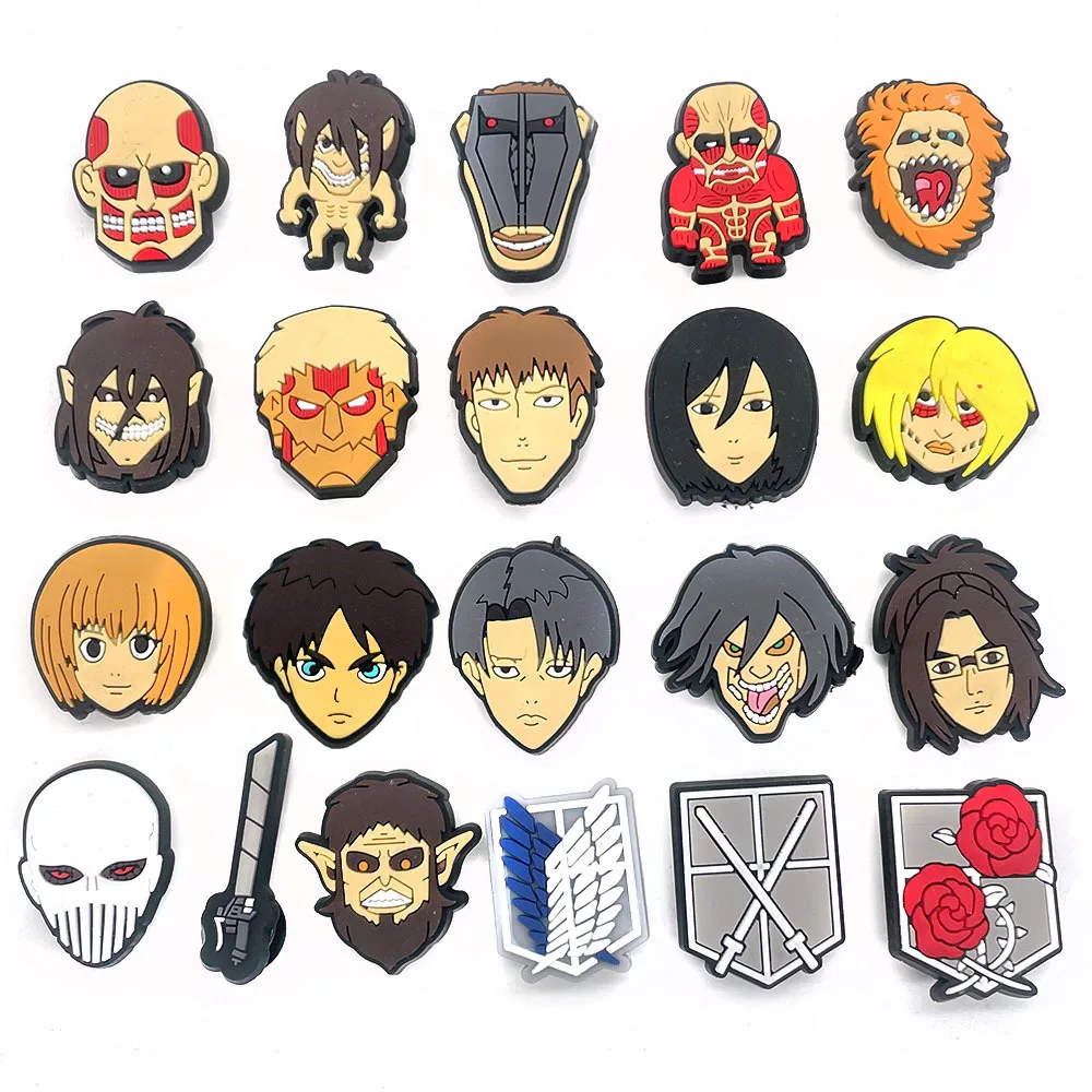 

Attack on Titan wholesale anime custom DIY shoe lace croc charms clog pvc soft cartoon Shoe decoration As a gift for the child