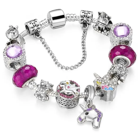 

Cute rhinestone horse charm bracelet unicorn bracelet for little girls, Picture