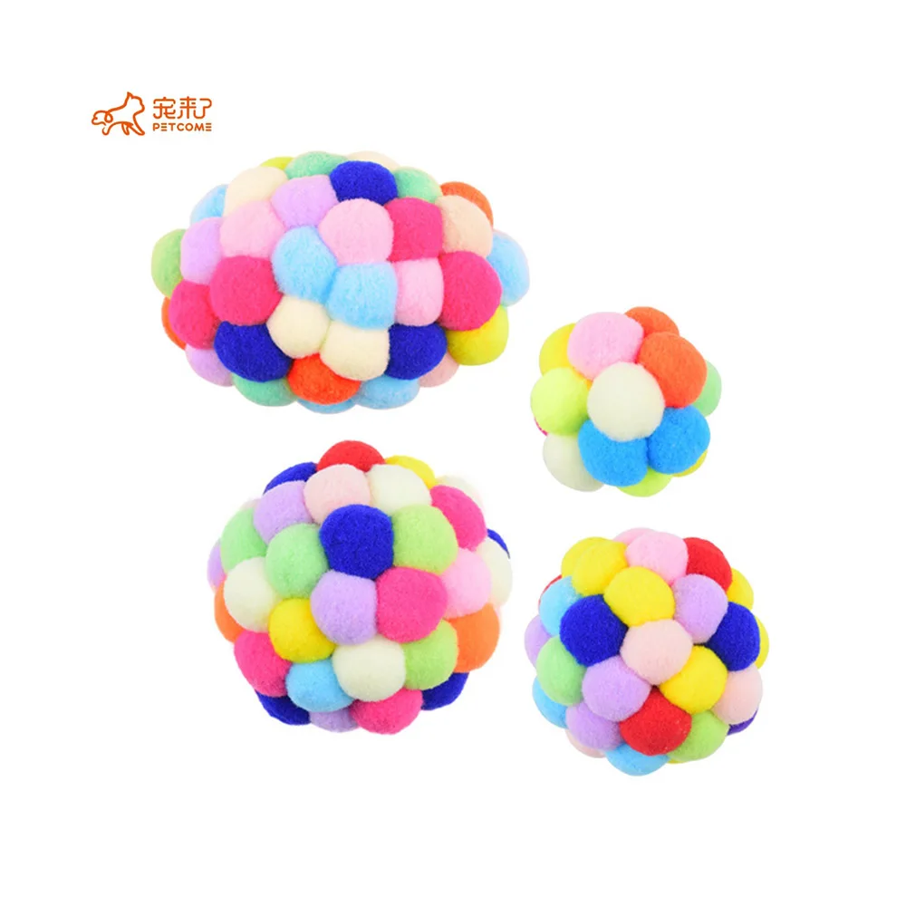 

PETCOME Shopee Best Selling Multi Color Soft Throwing Interactive Ball With Bell, As picture