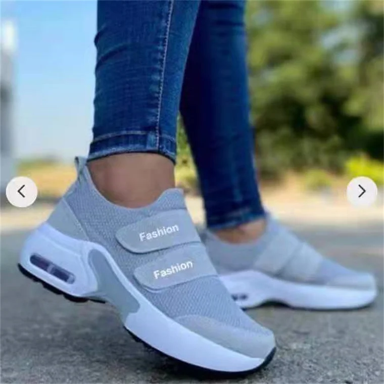 

Fashion air cushion thick sole ladies breathable net shoes athleisure shoes, Grey,blue,pink,red