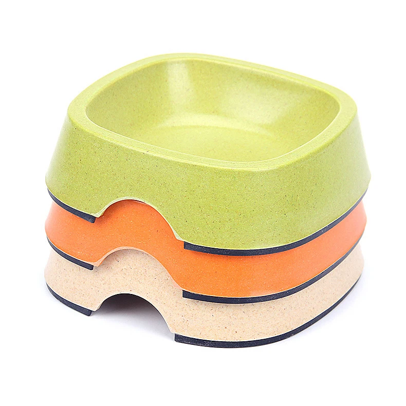 

Pet Supplies Custom Latest Wholesale Eco Friendly Bamboo Fiber Pet Bowls Dog Bowls Cat Bowls, Beige, green, orange