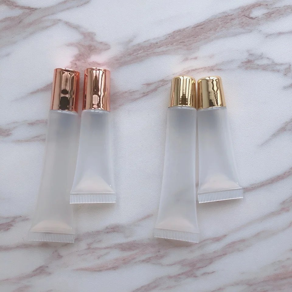 Empty Lip Gloss Squeeze Tube Rose Gold Silver Clear White Gold Top