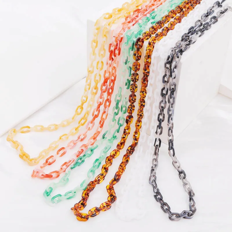 

European Hip Hops Jewelry Solid Color Link Chain Necklaces Multicolor Acrylic Resin Chain Necklaces For Women, As pictures