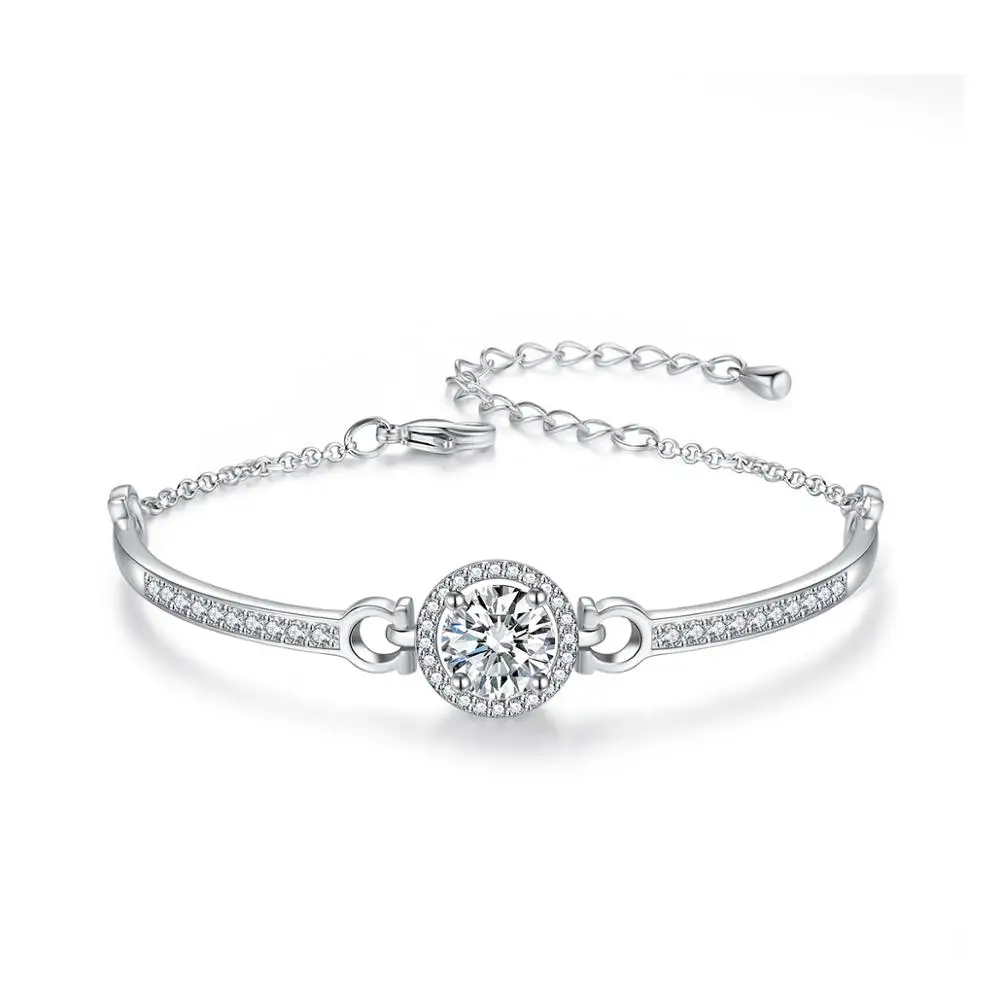 

LUOTEEMI New Commeing Gold Plated Brass Bangles Top Quality Hearts And Arrows Cut Zircon Bangle