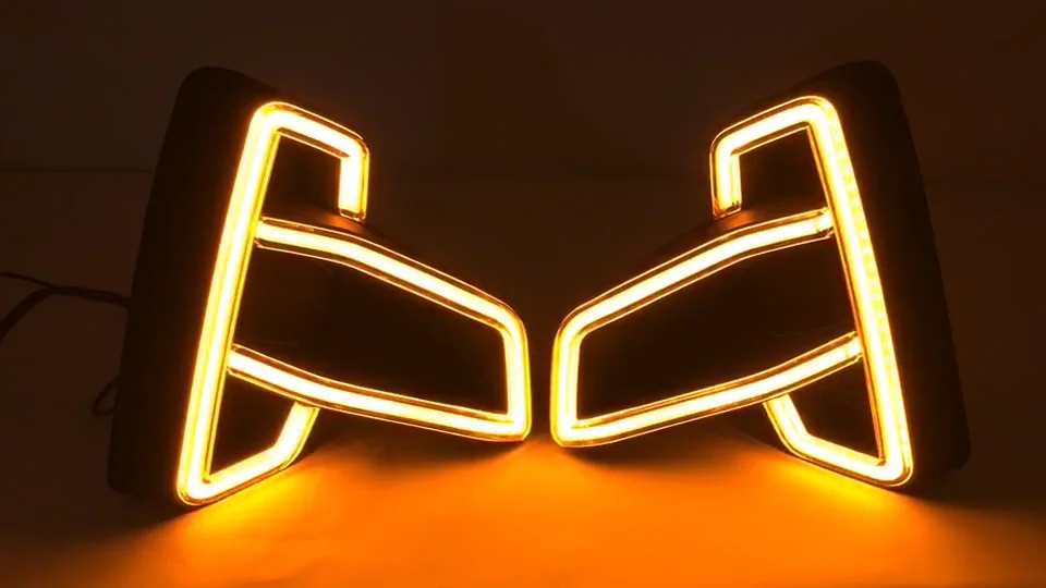 LED Daytime Running Lights With Yellow Turn Signals - Direct Fit For 2018-2019 Toyota Hilux Revo Rocco