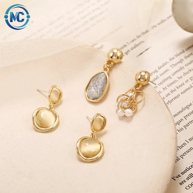 

2021 Long Dangle Earrings for Women Jewelry Gold Opal Cats Eyes Vintage Female Drop Earrings Bijoux, Colors