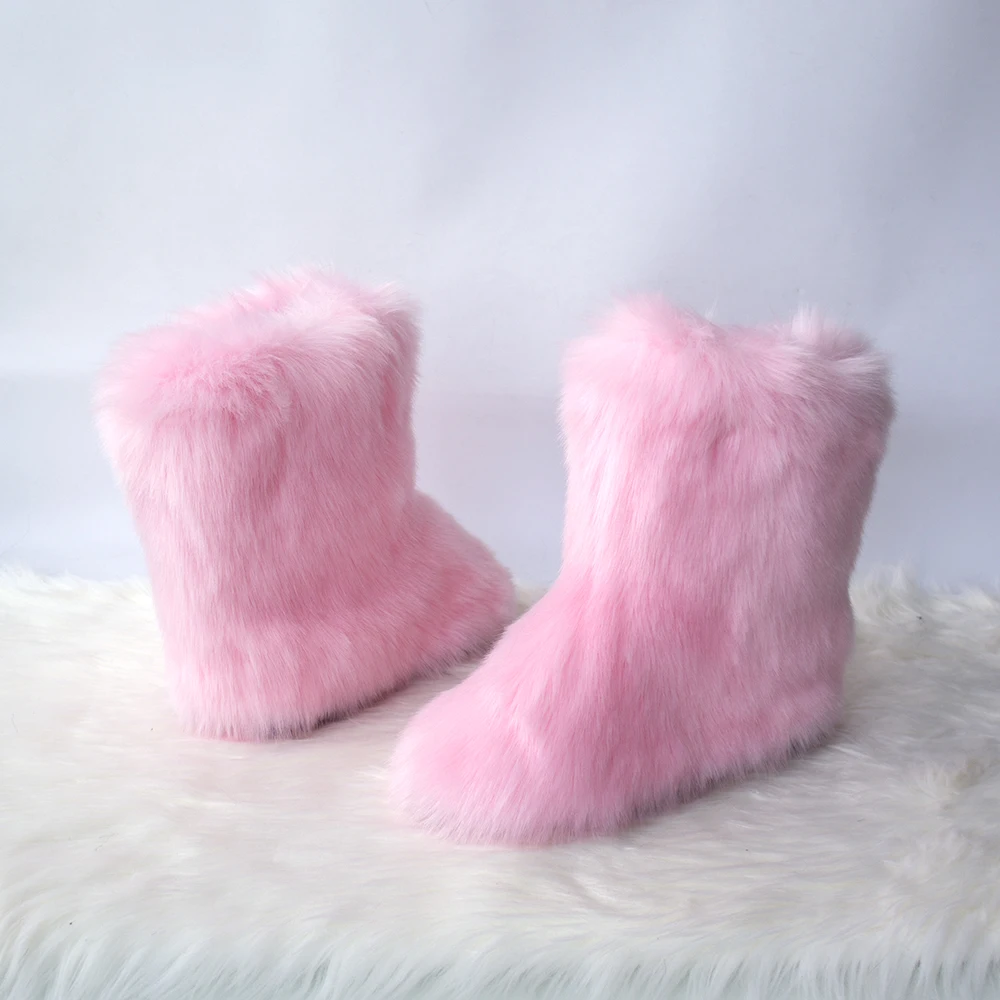 

Wholesale fur snow boots high level keep warm fluffy faux fur shoes multi color women winter boots, Mixed colors