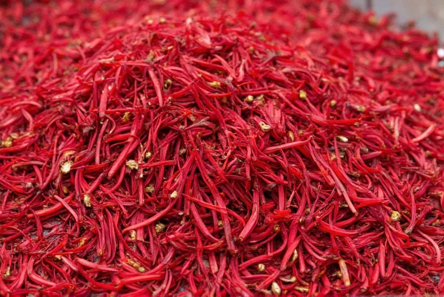 Comparison of saffron threads from different regions showing color variations and thread structure