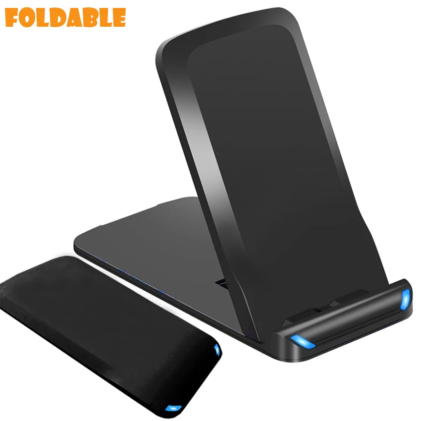 

QI Certified Wireless Charger Stand 15W 10W Fast Charging Fold to Pad Powermat Foldable Univeral Desktop Table Wireless Charger