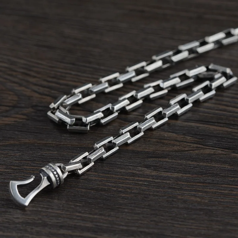 

S925 Silver Old Chain Wholesale Punk Men's Thick Necklace Single Chain Necklace