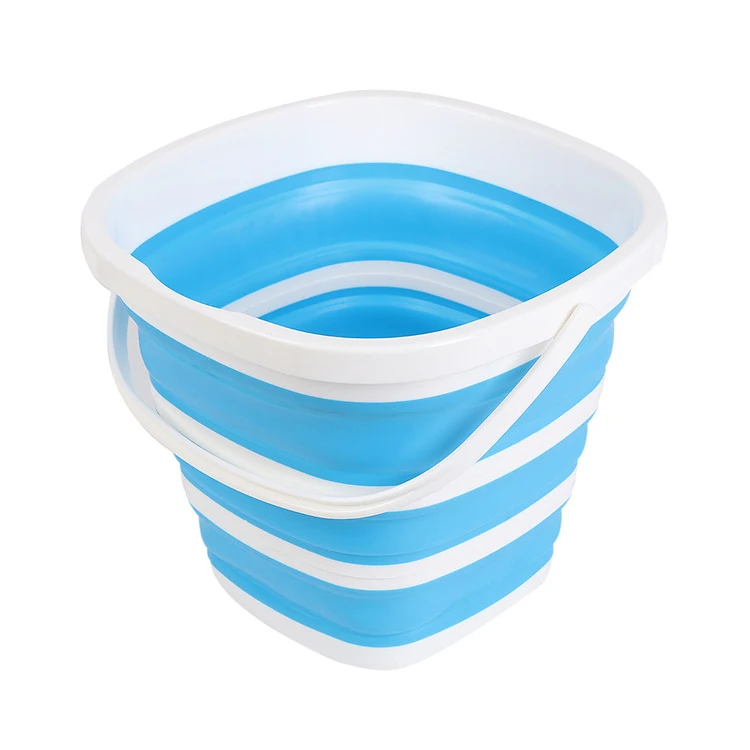 

New arrival Square Portable Household  Foldable collapsible folding water plastic buckets for cleaning washing, Grey,blue