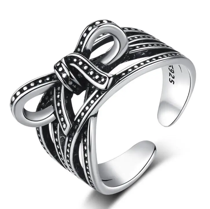 

Thai silver ring female creative personality opening ring gutai silver bow finger ring