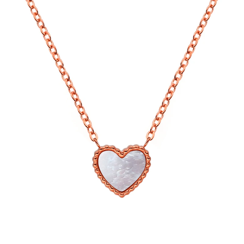 

Fashion Stainless Steel Love Heart Peach Heart Pendant Shell Heart Necklace Female Jewelry Clavicle Chain, Picture