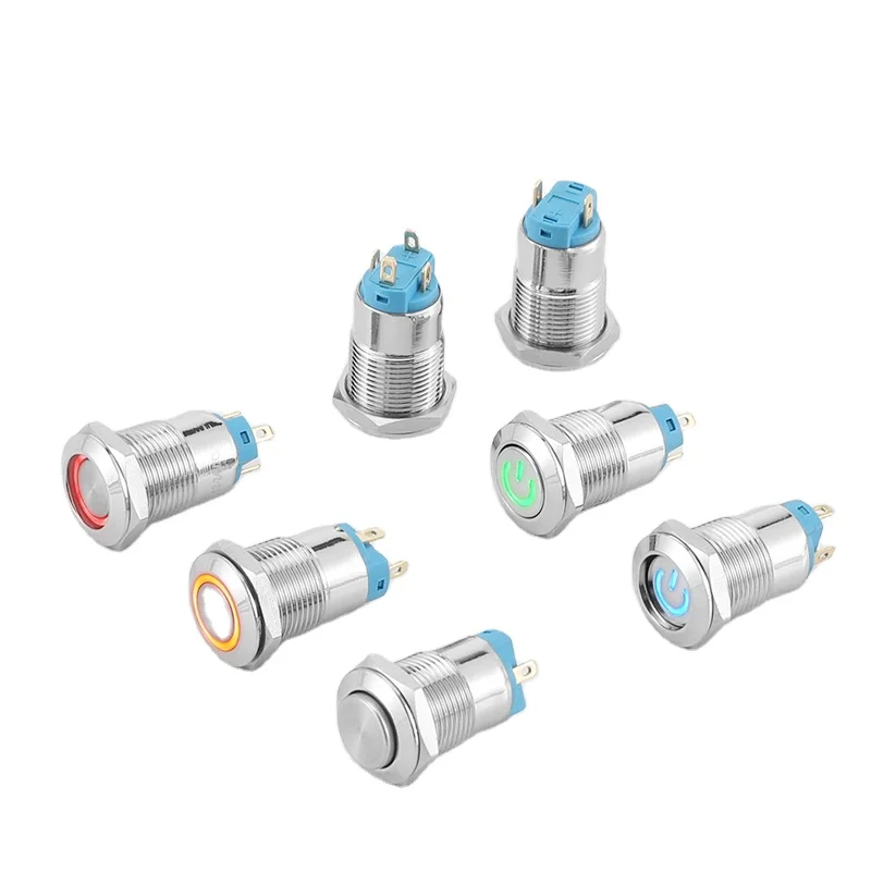 
ABEI 12mm table lamp switches cabinet metal power 1NO led 12V 24V weatherproof push button switch 