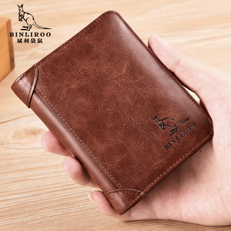 

Anti-theft brush anti-degaussing leisure multi-functional multi-card wallet fashion men's wallet, Black and brown khaki