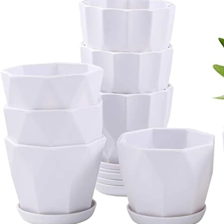 

4.5 Inch Plant Flower Pots Indoor Plastic Planters with Drainage Hole Set of 8 Modern Planting Pots for Plants, Cmyk