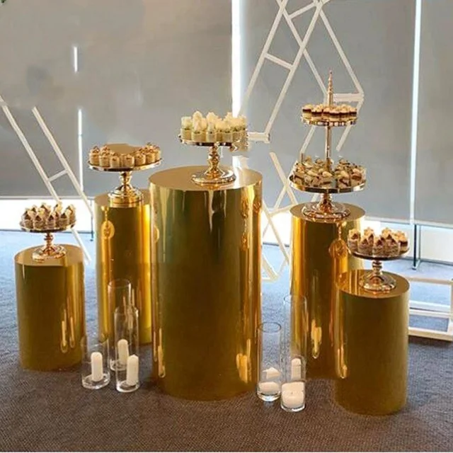 

free shipping) Wholesale Tall Wedding gold mirror candelabra mental candelabra centerpieces for party hall decoration