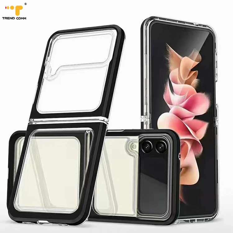 

2021 New Arrivals 3 in 1 Hybrid Acrylic TPU Clear Case For Samsung Galaxy Z Flip 3 Cell Phone Cover