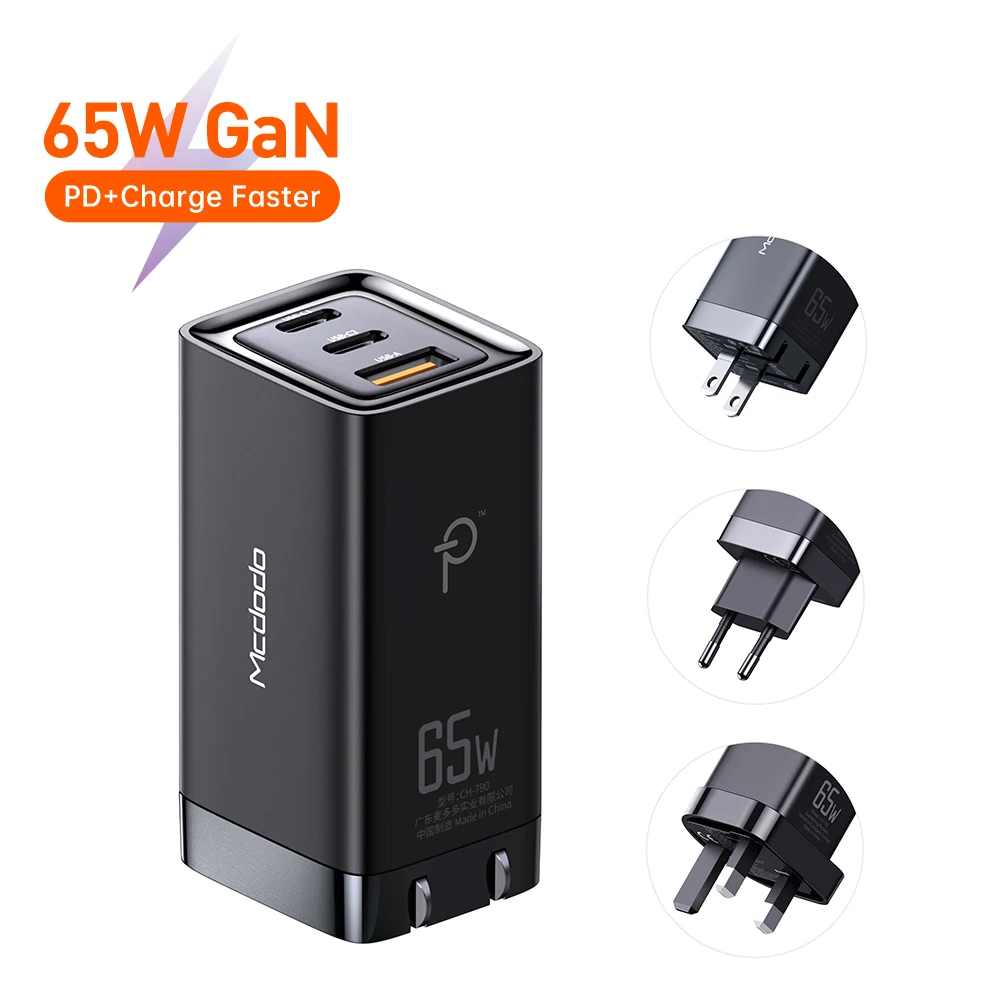 

Ce Rohs Kc Hot Pd Qc3.0 3 Port Charger Usb C Quick Charge Fast Usb Charger EU UK KR Pin Pd GaN Adapter 65W GaN Charger, Black, white