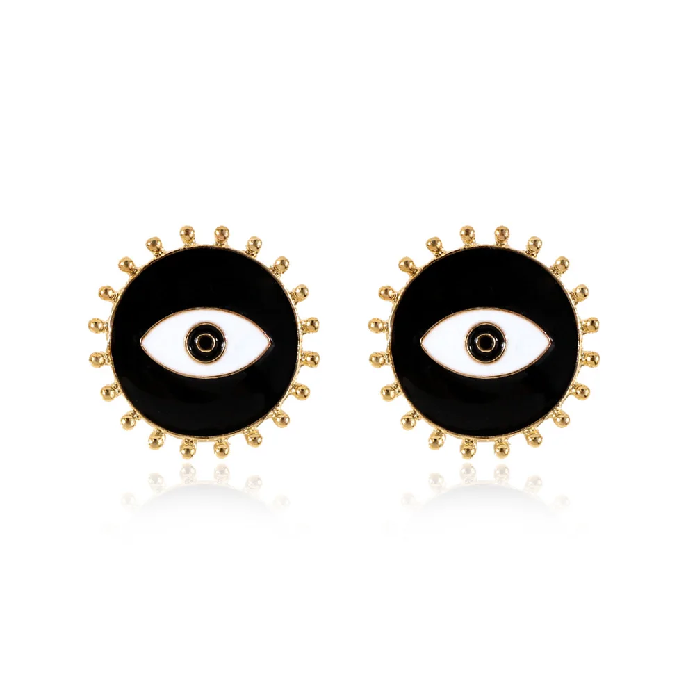 

JUHU New fashion simple sexy sun-shaped black eyes alloy ear buckle simple cute earring classic metal alloy jewelry for women, Gold