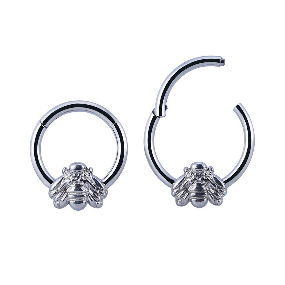 

Right Grand ASTM F136 Titanium Bee Hinged Septum Hoop Clicker Ring Nose Piercing Jewelry