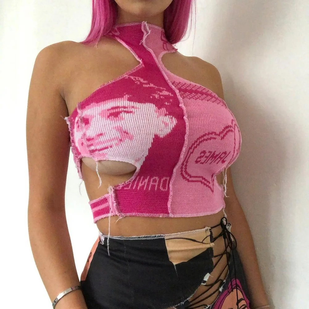 

2021 new arrivals summer designs women casual two pieces crop top with keen length knitted trousers set