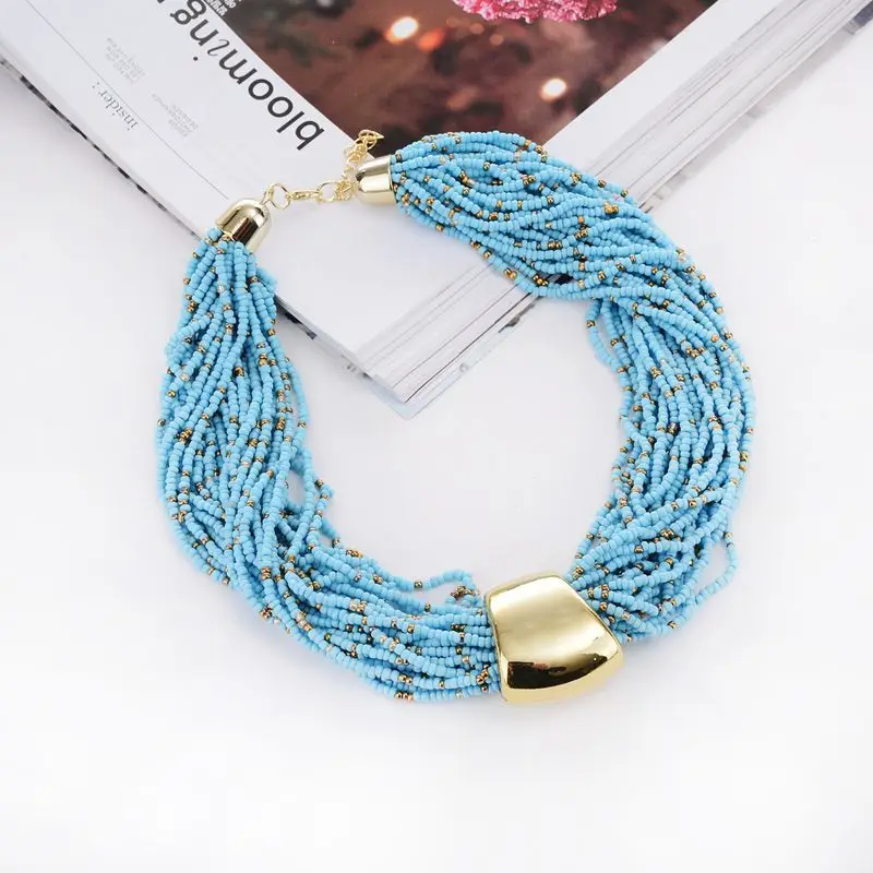

Hot sale Fashion choker necklaces Bohemian style choker necklace Small beads necklace jewelry ND9214, As photo
