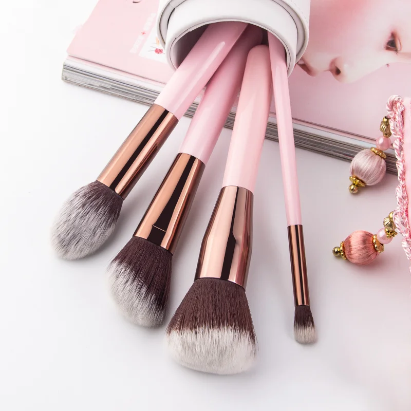 

4Pcs Pink Professional Make Up Brush Set Cosmetic Foundation Private Label Makeup Brush