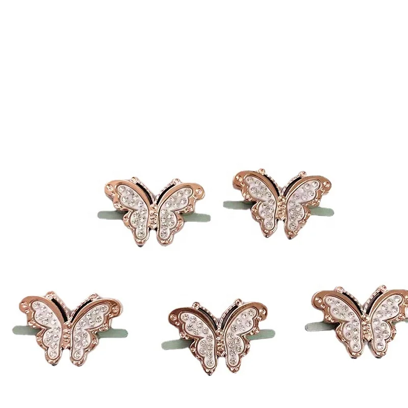 

XILIANGFEIZI Factory Wholesale Gold Butterfly Shoe Charms Sandal Buckle Decoration Fashion Flower Alloy Shoe Charms