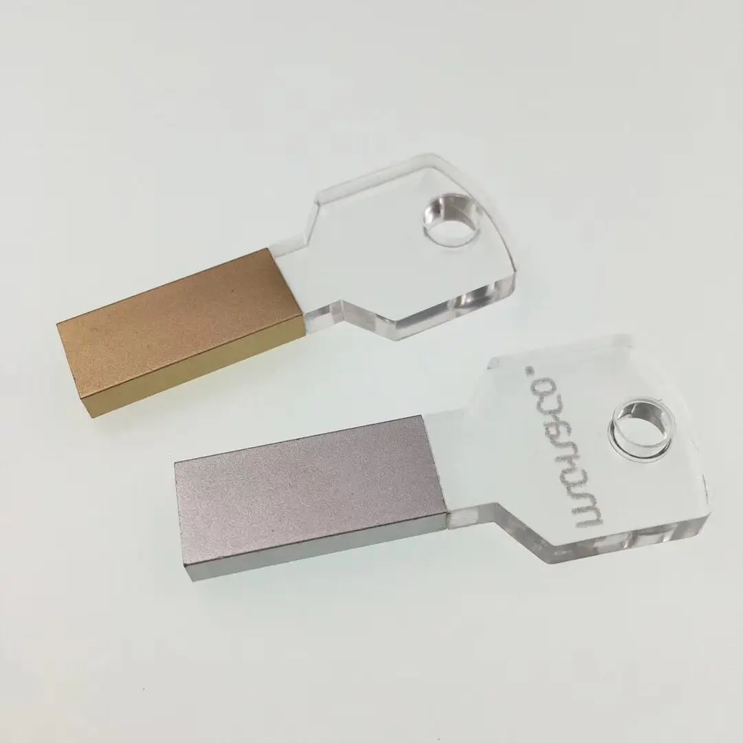 Hot sale OEM LOGO promotion gift Acrylic crystal key usb pendrive with led light - ANKUX.COM