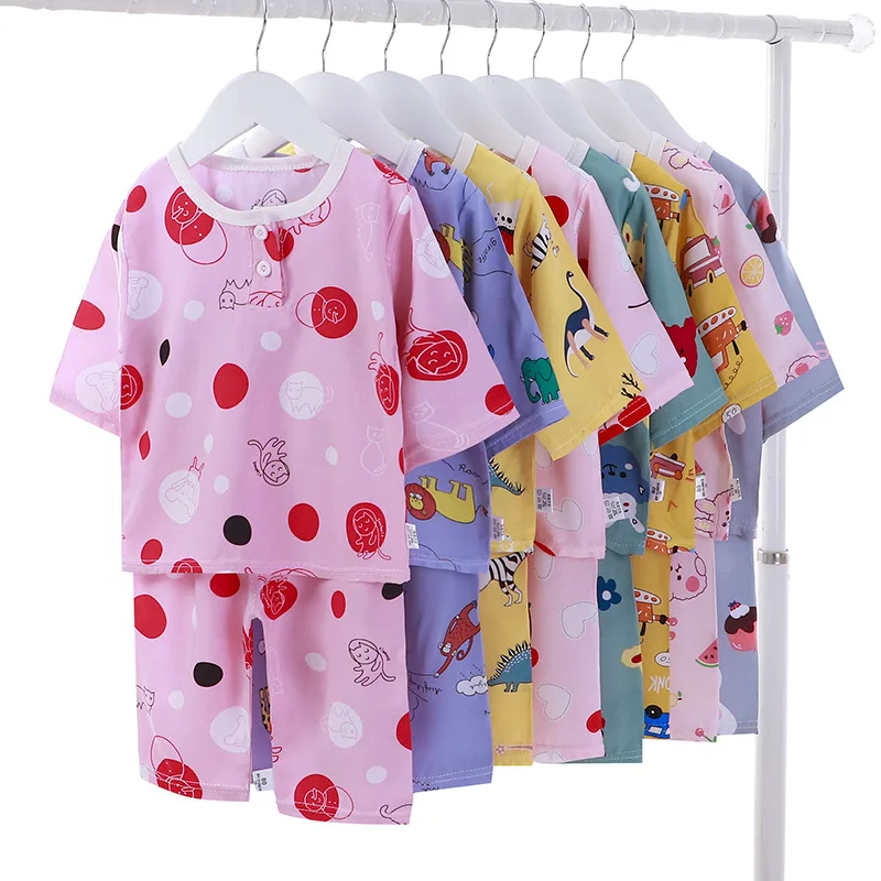 

Custom 2020 Summer Baby Kids Girls Boys Children Short Sleeve Pajamas 2Pcs Clothes Sets, Pictures showed