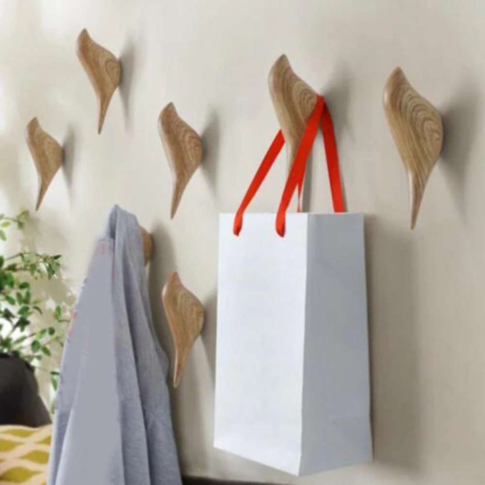 

Creative Bird Shape Hooks Resin Wood Storage Rack Hanger Bathroom Towel Coat Hook Home Wall Decor