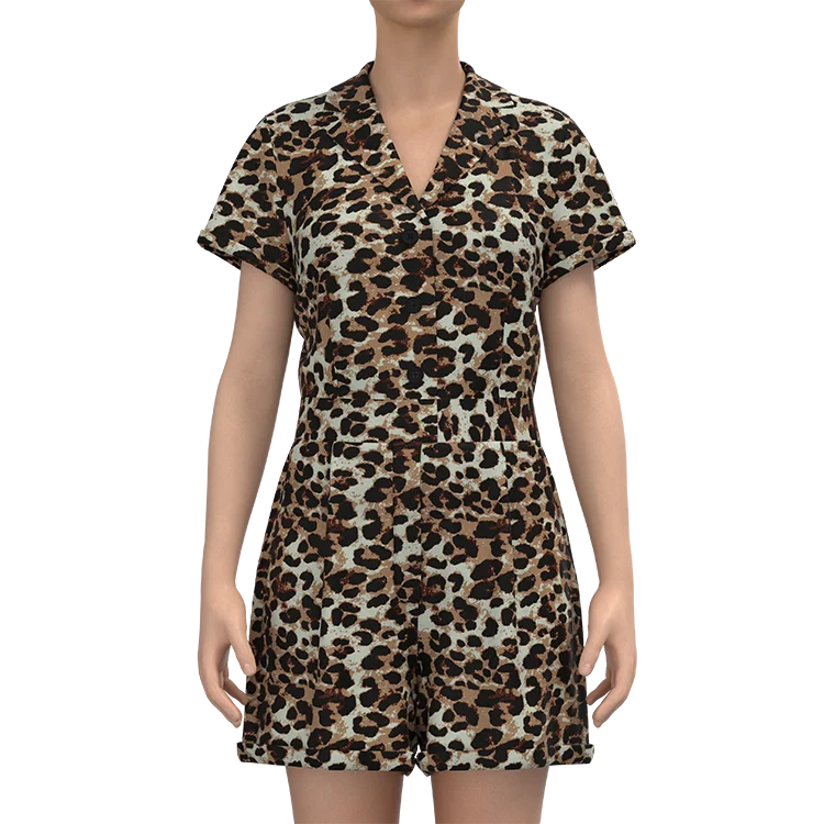 

High Quality Women Wild Leopard Short Print Jumpsuit Classic Lady Animal Print Jumpsuit, Leopard print