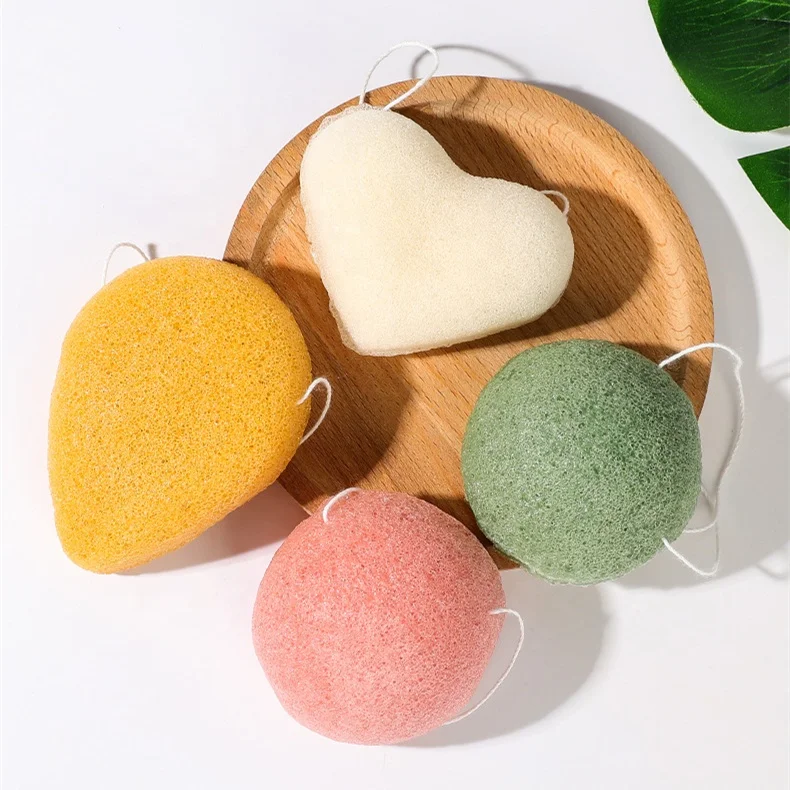 

Konjac Facial Sponges Gentle Face Cleansing Exfoliation Skin Care Facial Cleaning Sponges Ball Eco Friendly Heart Shape Natural