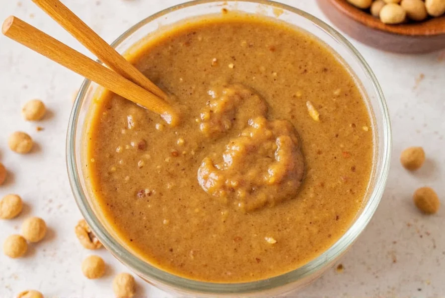Homemade satay sauce in a bowl