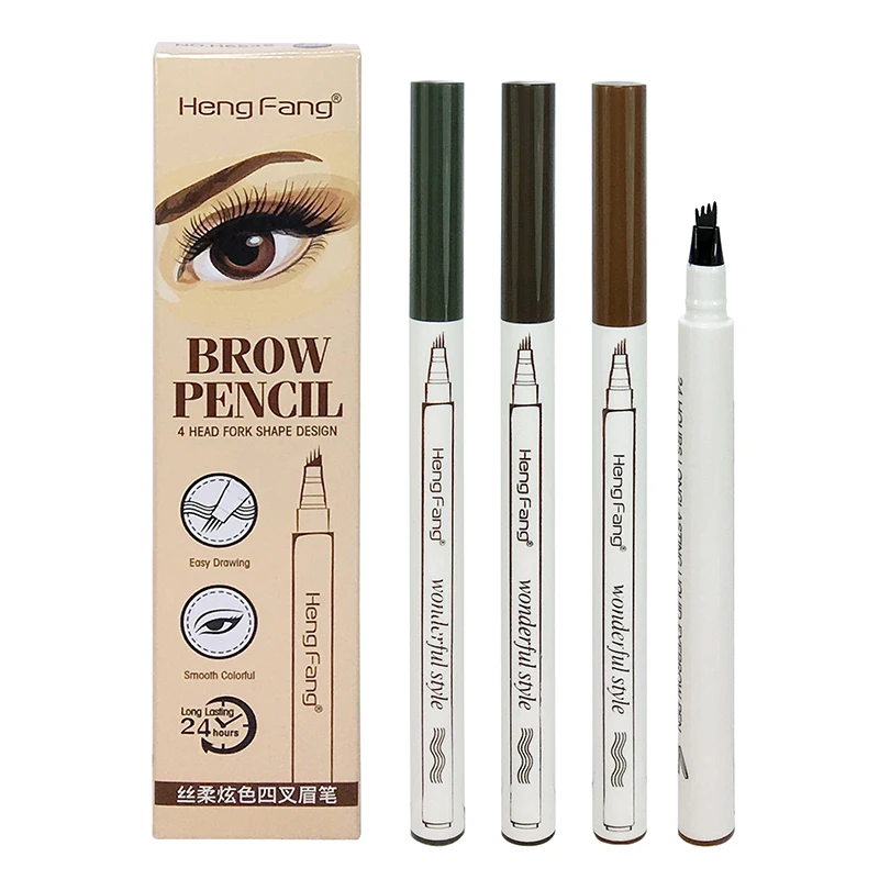 
Brand New Eyebrow Pencil Waterproof Fork Tip Eyebrow Tattoo Pen 4 Head Fine Sketch Liquid Eyebrow Enhancer Dye Tint Pen 