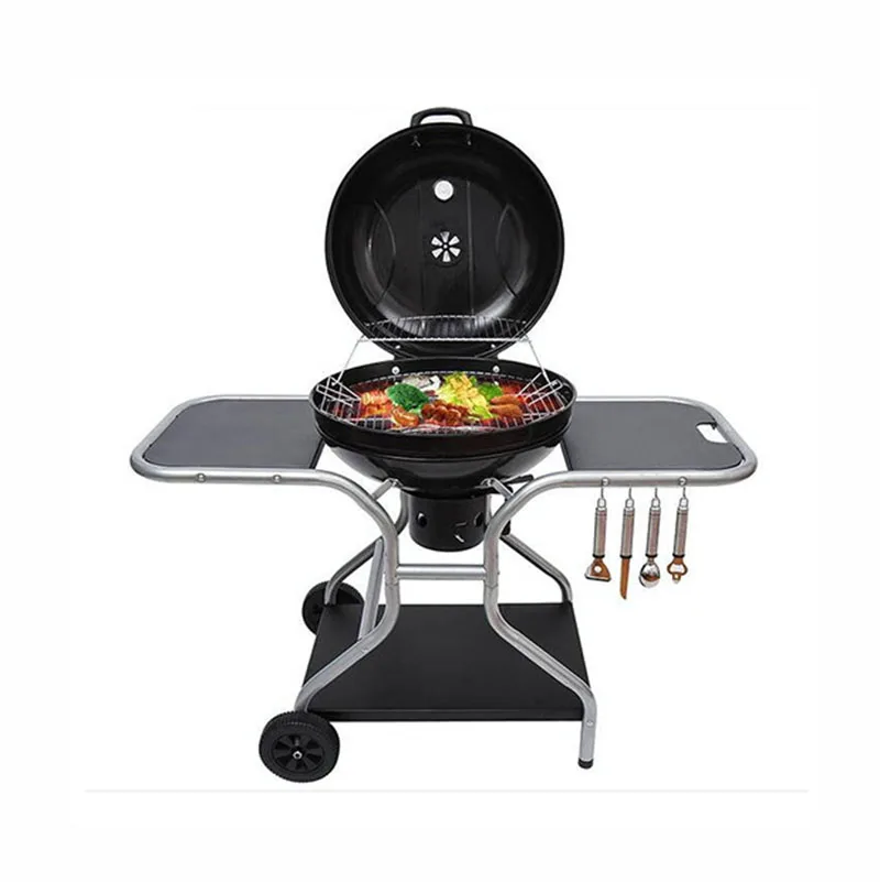 

best sale Trolley Apple Oven bbq Outdoor Round Barbecue Grill with Wheels, Blalck