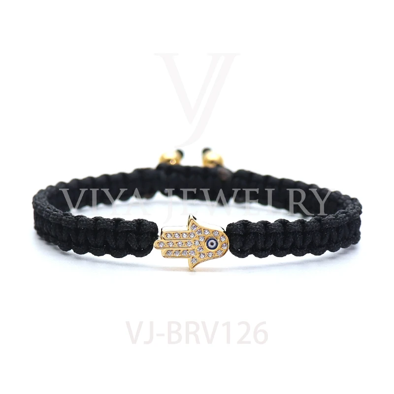 

Viya Jewelry Hasma hand and rope bracelet braided cotton rope bracelet adjustable