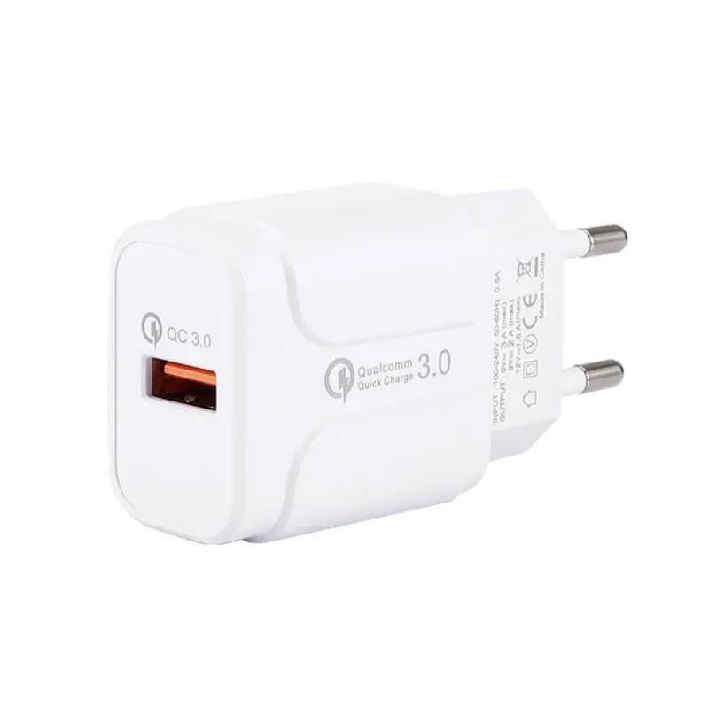 

2019 QC3.0 Fast Charging Charger Quick Charging EU Charger Mobile Phone for Samsung Single Port USB Wall Charger for iPhone, Black white