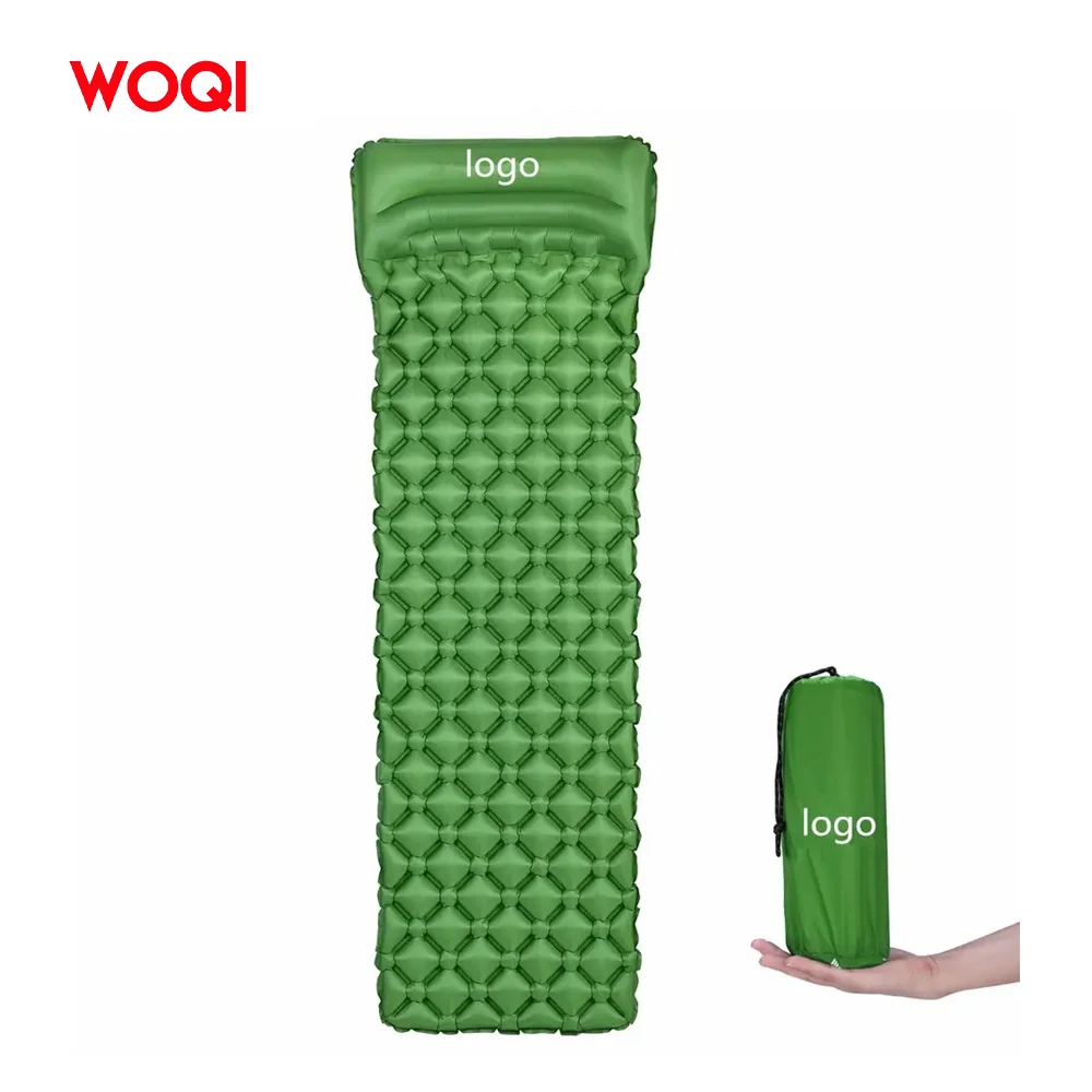 Woqi Lightweight TPU Waterproof Ultralight Air Mattress Mat  With Pillow Insulated Air Mat Outdoor Inflatable Sleeping Pad